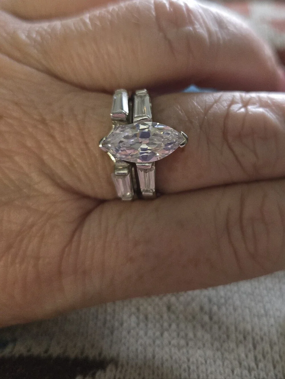 Marquise-Cut Clear Cz Wedding Set Ring in Silver